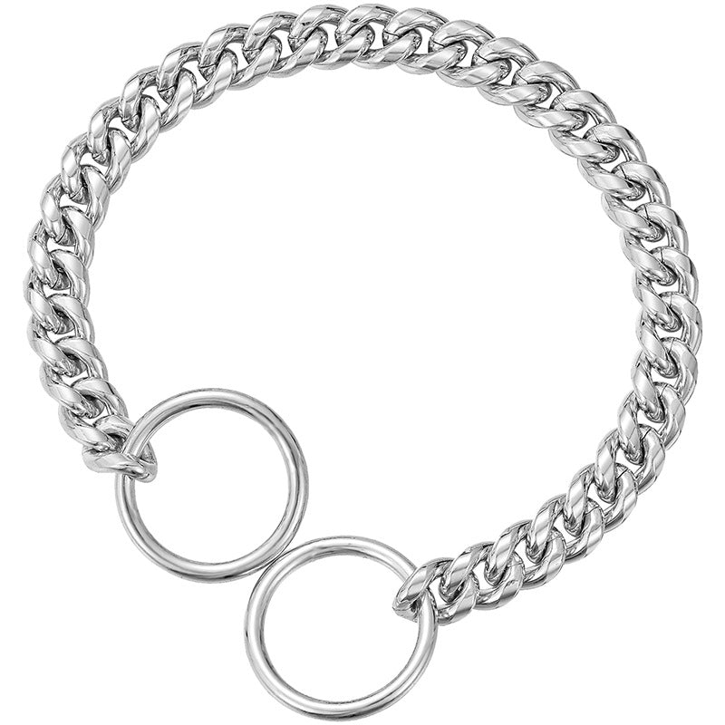 Cuban link stainless steel chain dog collar, ideal for everyday use