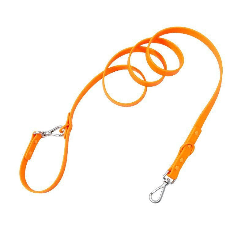 Silicone pet collar with alphabet letters in Orange Collar, in use with a pet