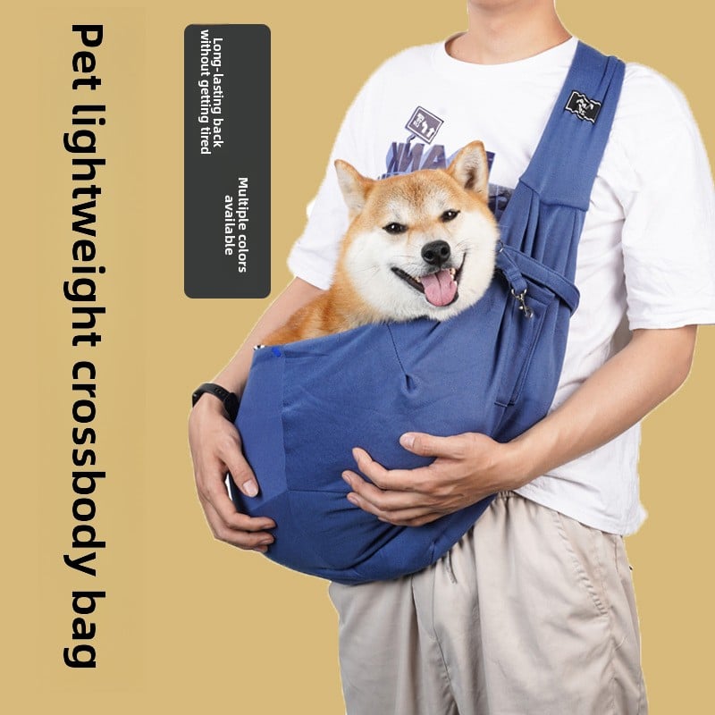 Foldable crossbody cat carrier bag in Navy Adjustable Strap