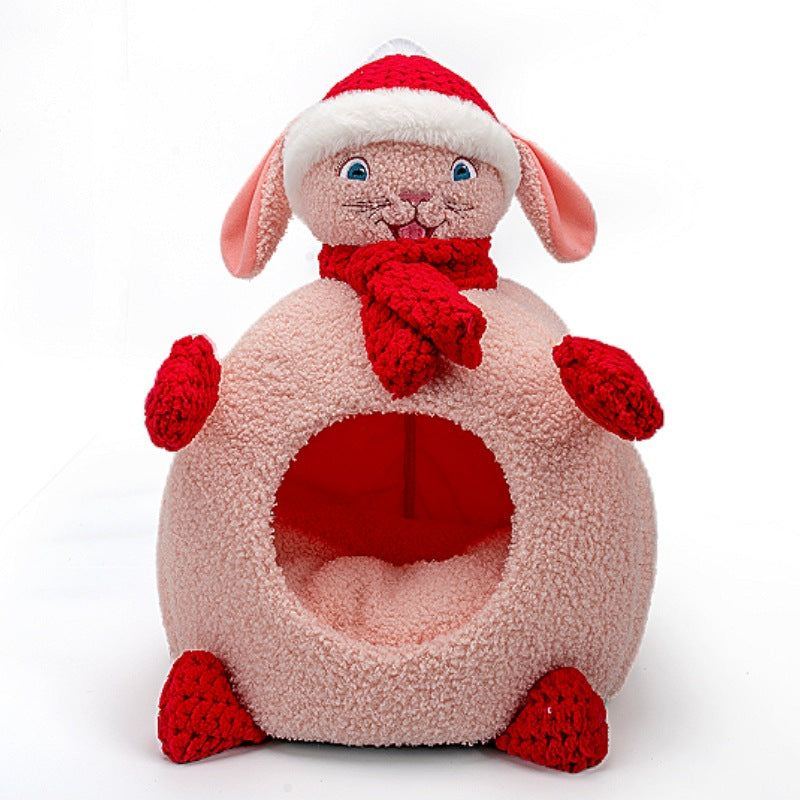 Enclosed Christmas snowman shaped pet bed, product image 3