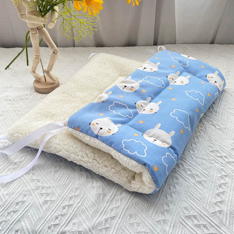 Blue cat print warm fleece pet mat for cats, photo 28
