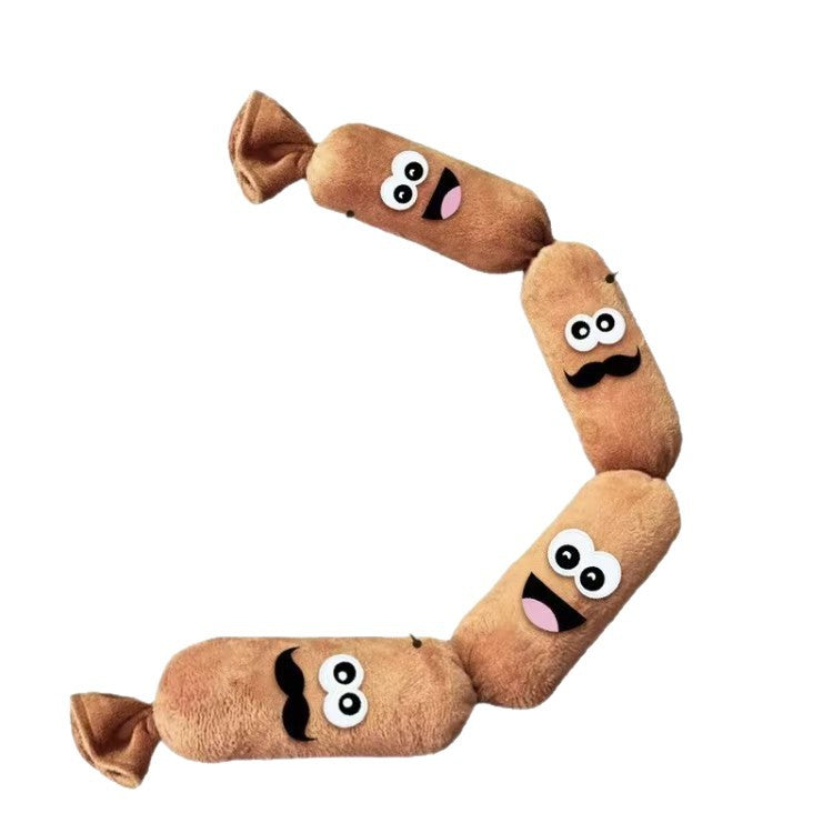 Press sound squeaky plush dog toy sausage or ball - photo 5