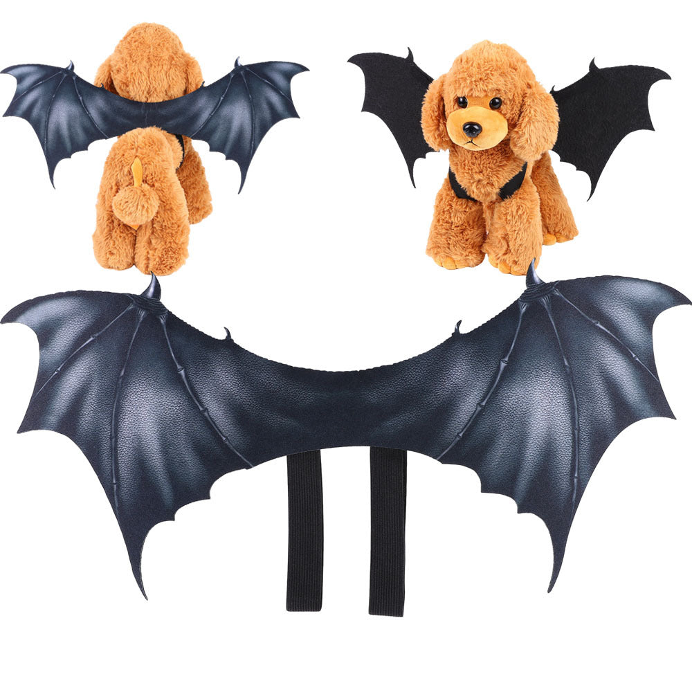 Halloween black bat wings costume for dogs and cats in Black, front view