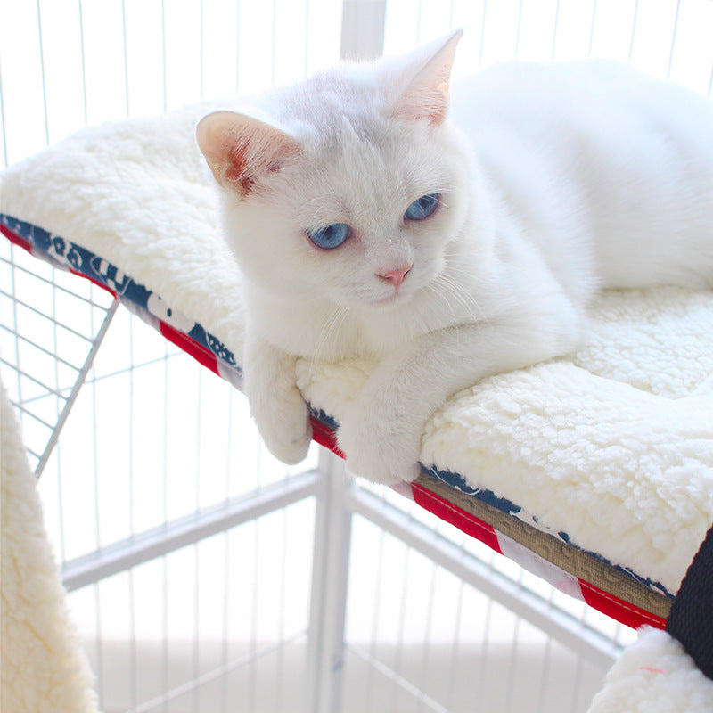 Blue cat print warm fleece pet mat for cats, photo 2