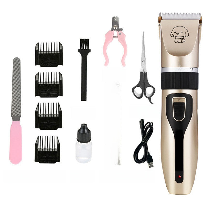 Cordless Pet Hair Clipper with Built-in Battery, Quiet Trimmer Set