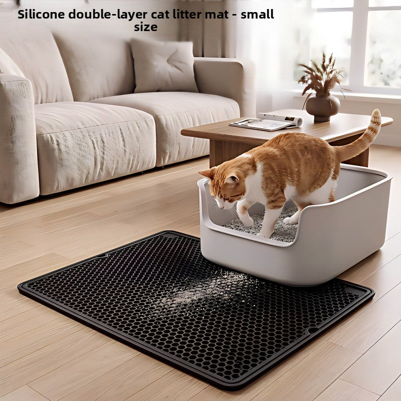 Foldable Non-Slip Silicone Cat Litter Mat, Easy to Clean