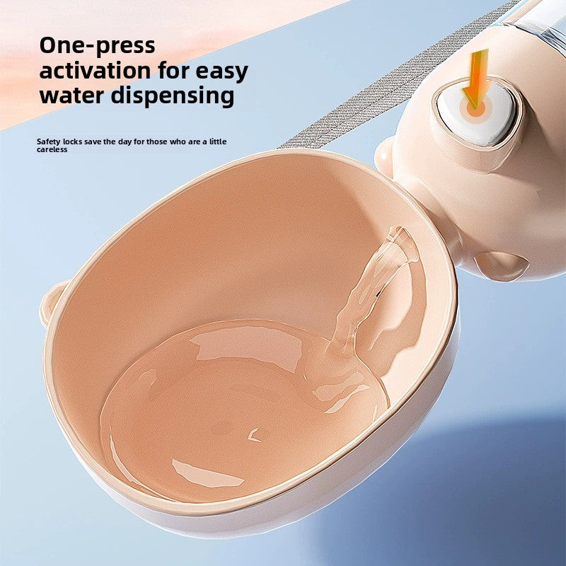 Portable dog water bottle cup with leakproof seal in Pink Upgrade, close-up detail