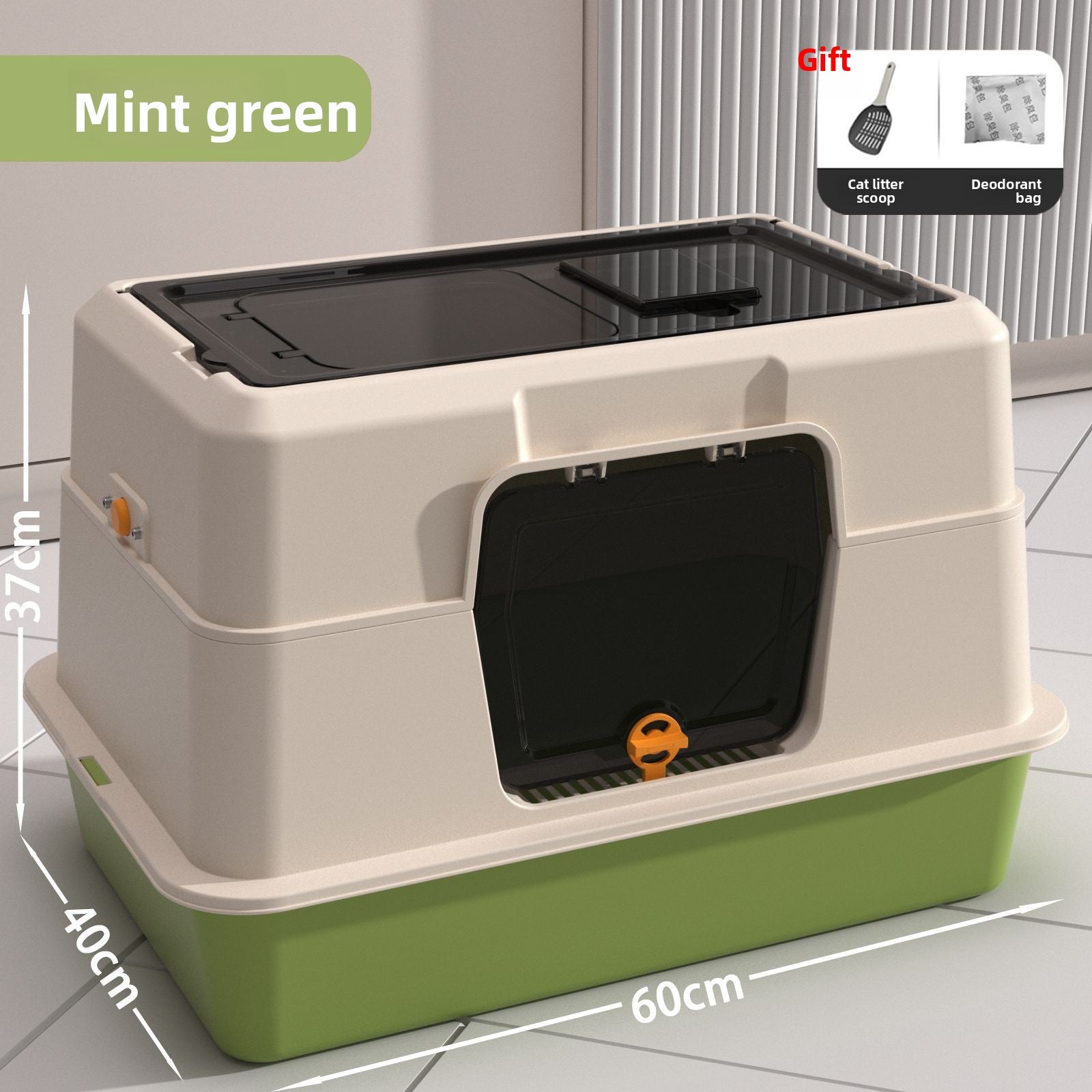 Fully Enclosed Stainless Steel Cat Litter Box, 50cm Wide