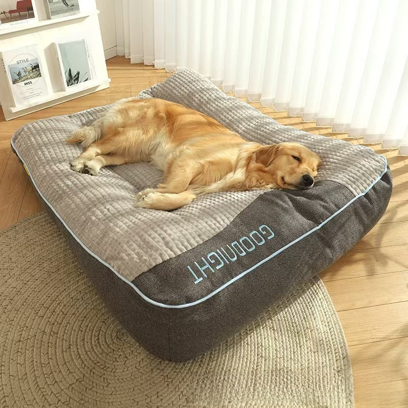 Bolster Dog Sofa Bed for Winter Warmth, Washable Plush Mat
