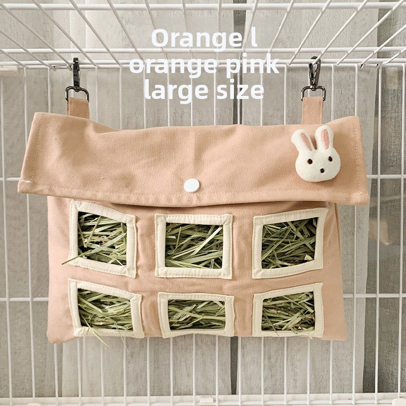 Hanging fabric hay feeder bag for rabbits and guinea pigs, view 13