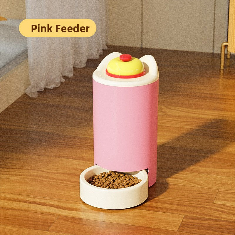 Automatic Gravity Pet Food Feeder and Water Dispenser in Yellow, Blue or Pink with Bell