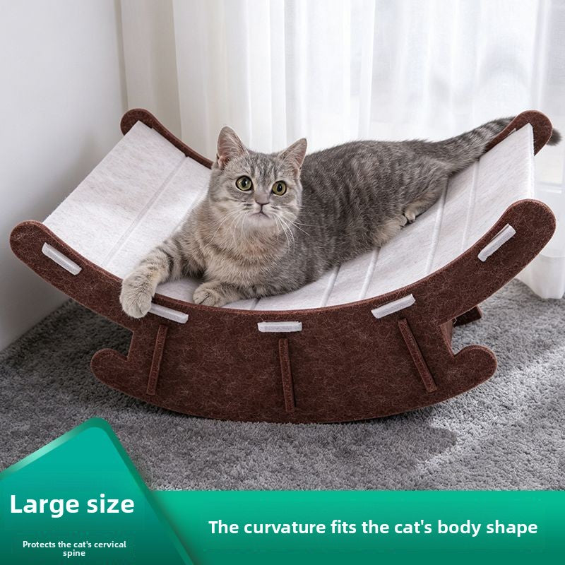Felt rocking cat bed with built-in scratching board, product image 4