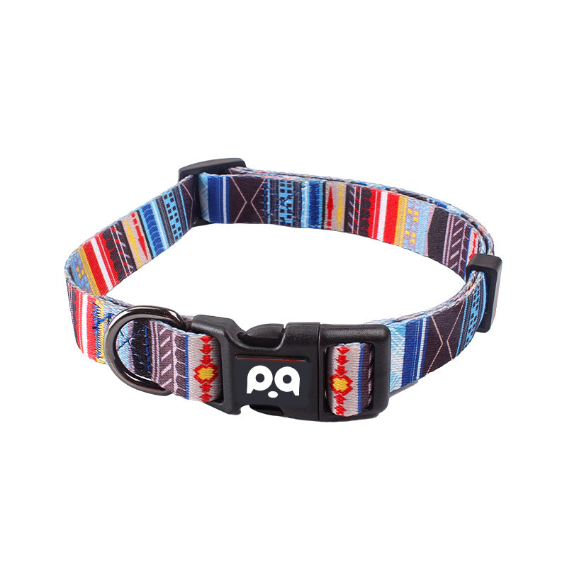 Printed dog collar with star pattern and matching lead