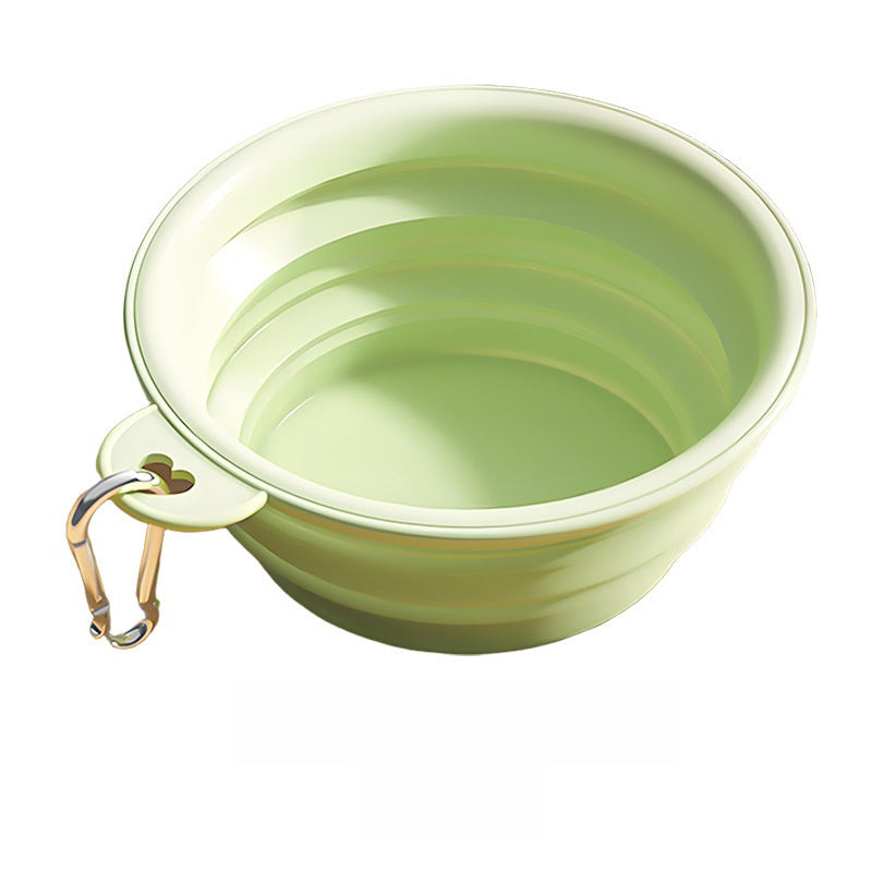 Collapsible pet travel bowl with clip in Cream Yellow, top view