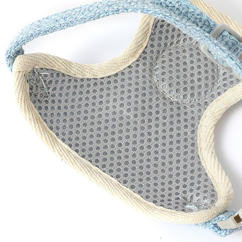 Cotton-linen bear harness and lead for dogs and cats in 3 colour options