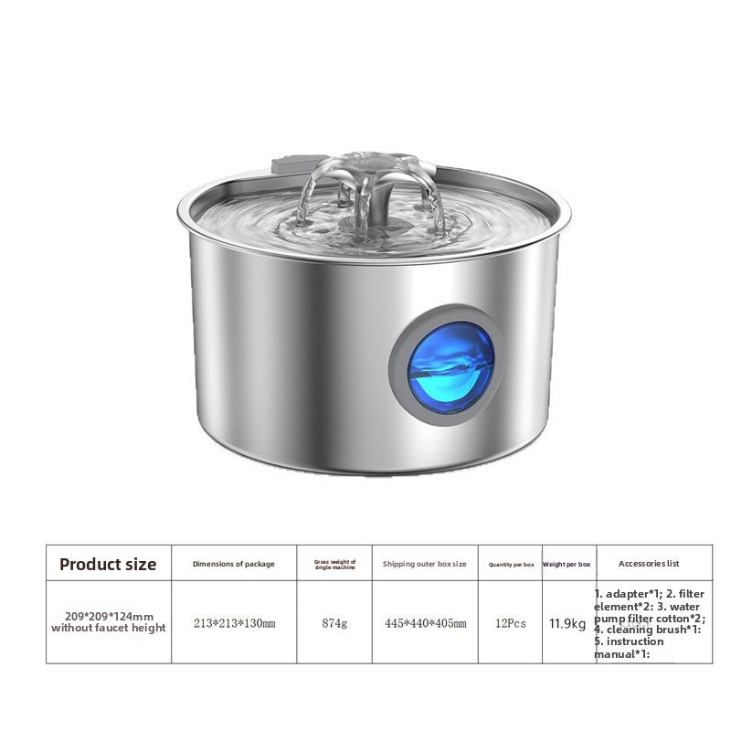 Automatic Pet Water Dispenser Stainless Steel 3.2L