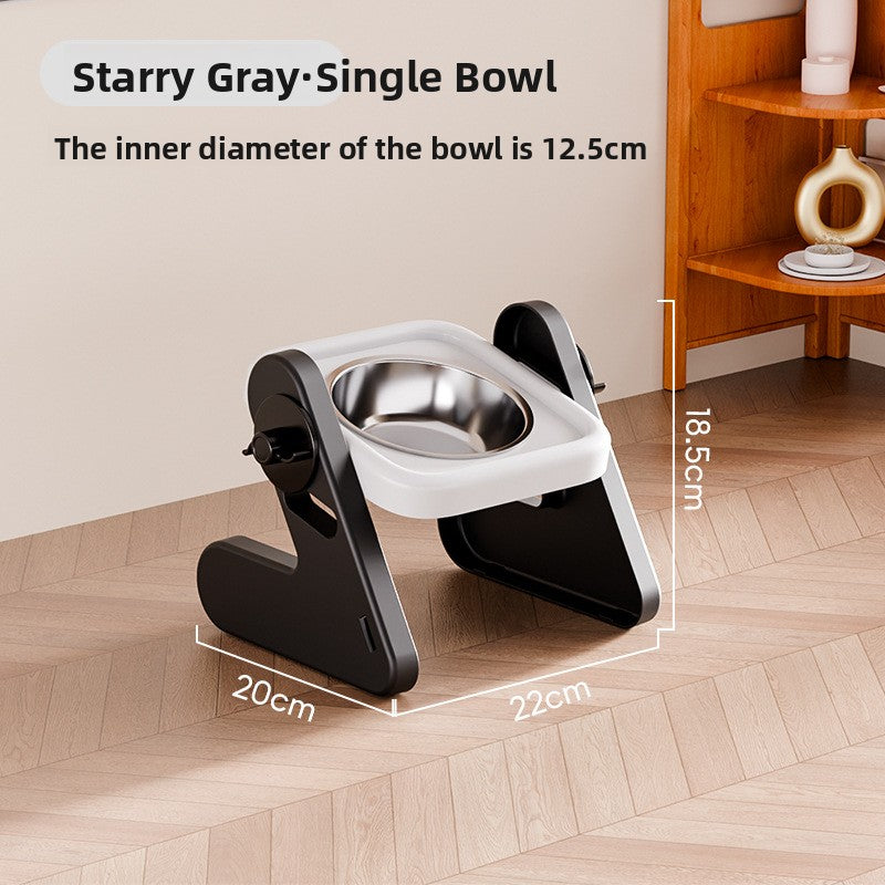 Adjustable Height Stainless Steel Pet Bowl, Single or Double Raised Feeder in Two Colours