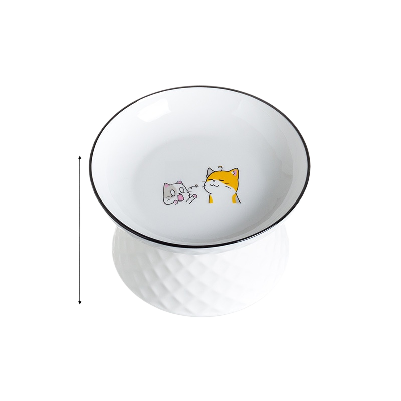 Raised Ceramic Cat Bowl, Elevated Feeding Dish