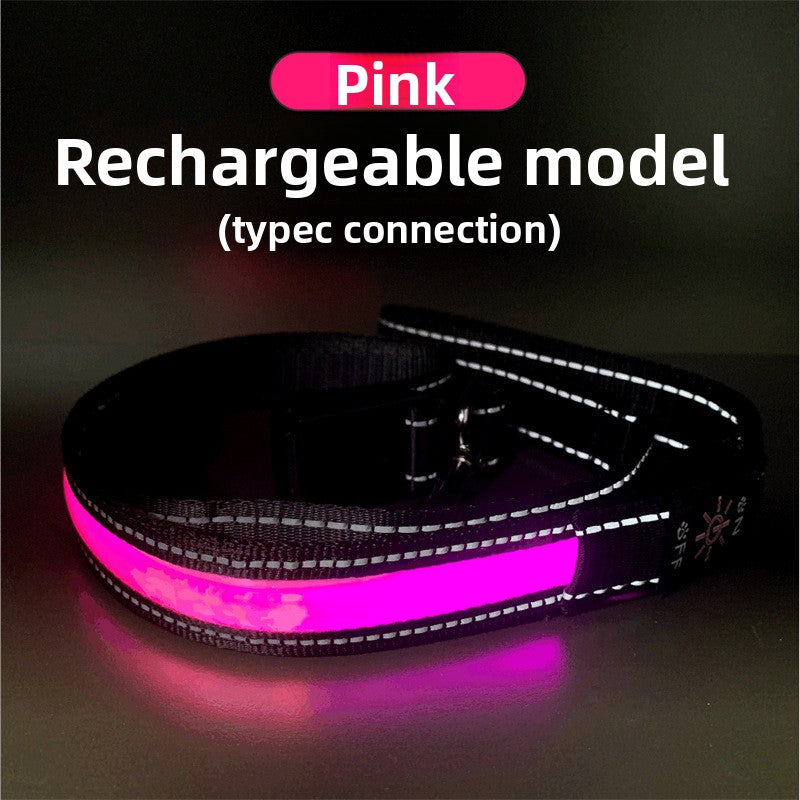 USB rechargeable LED dog collar, 6 sizes available