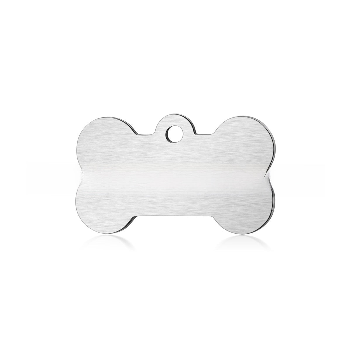 Blank brushed stainless steel pet ID tag in a military shape, product image 5