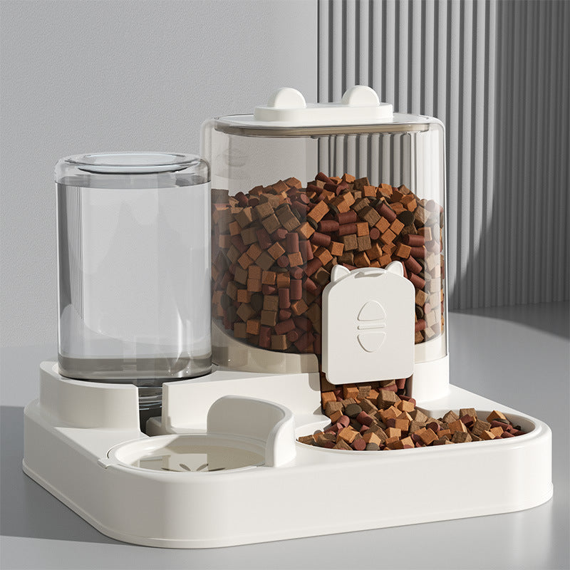 Transparent Automatic Cat Feeder Bowl with Water Dispenser in Cat Ear and Flat Top Styles