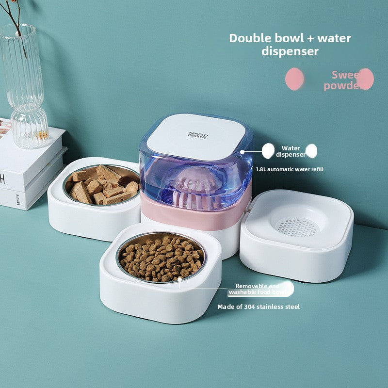 Elevated Double or Triple Pet Food and Water Bowl with Anti-Spill Base for Cats and Dogs