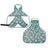 Waterproof PU dog raincoat cape with belly cover in Dinosaurs, in a home setting