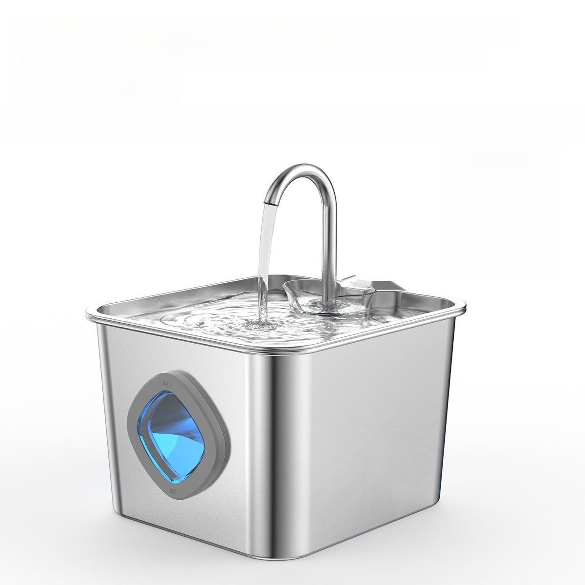 304 Stainless Steel Pet Water Fountain with Faucet Spout and Viewing Window, 2.2L or 3.2L