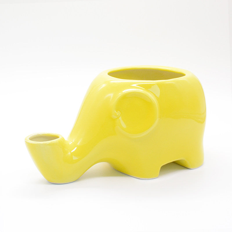 Ceramic Automatic Cat Water Dispenser with Elephant Design and Glass Bottle