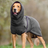 Dog wearing a soft lake blue polar fleece jumper