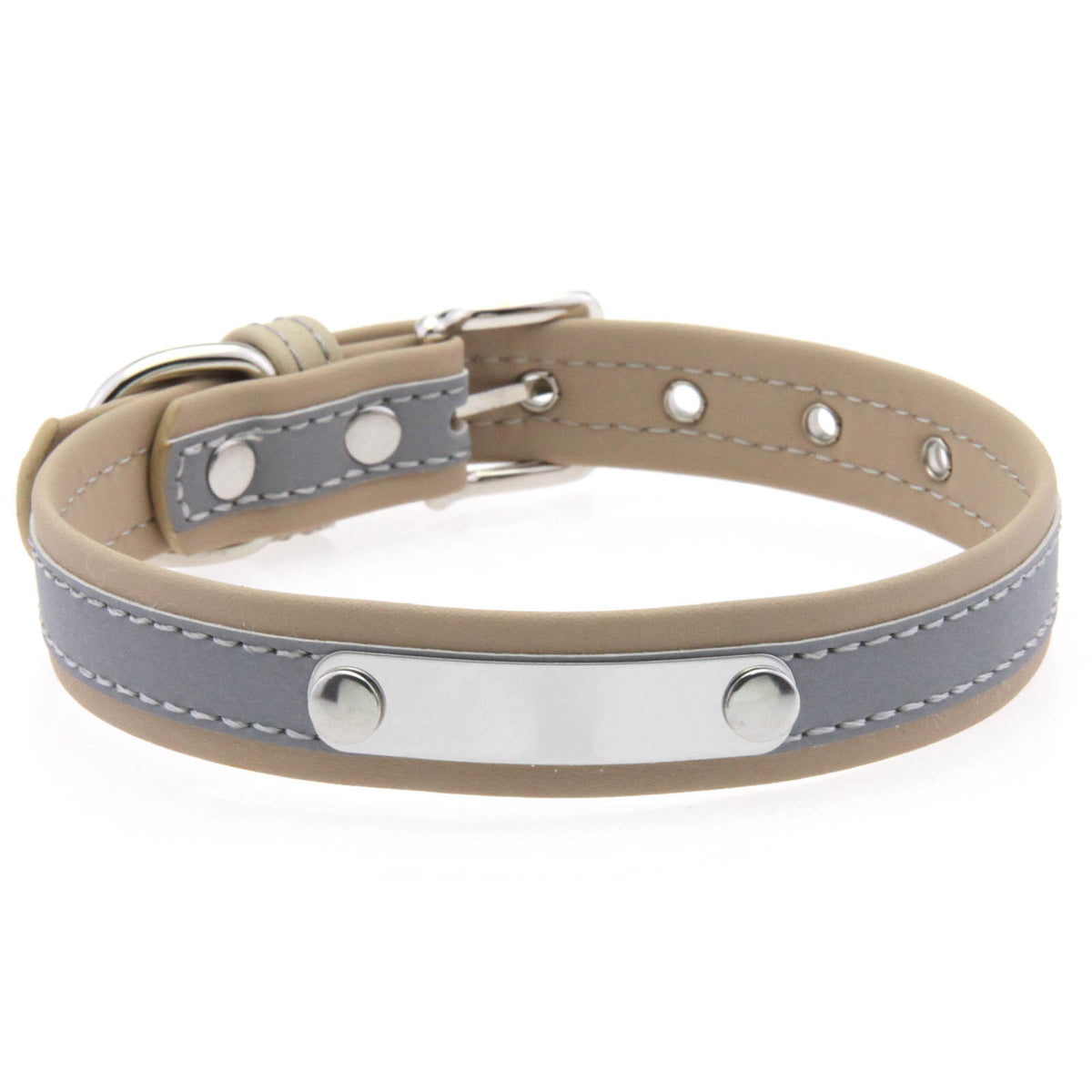 Reflective pet collar with steel name tag, 5 sizes available