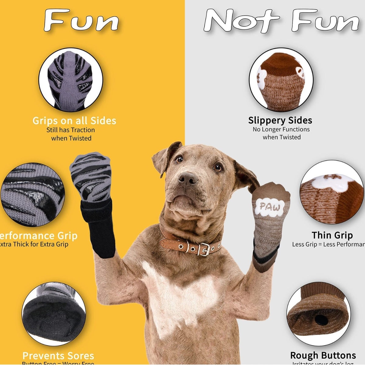Non slip cotton dog socks set of four, available in 4 styles, image 4