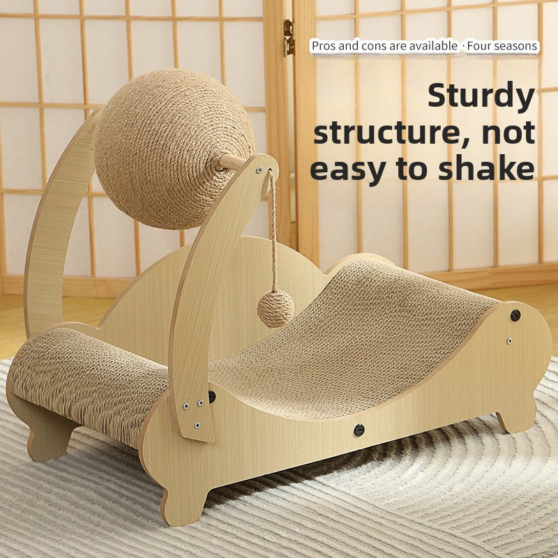 Corrugated cardboard cat scratcher rocking lounge with mat, photo 7 of 29