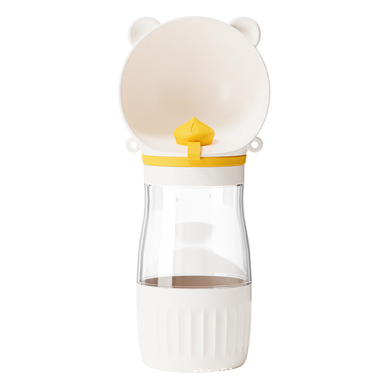 Portable dog water bottle in food-grade ABS, close-up detail