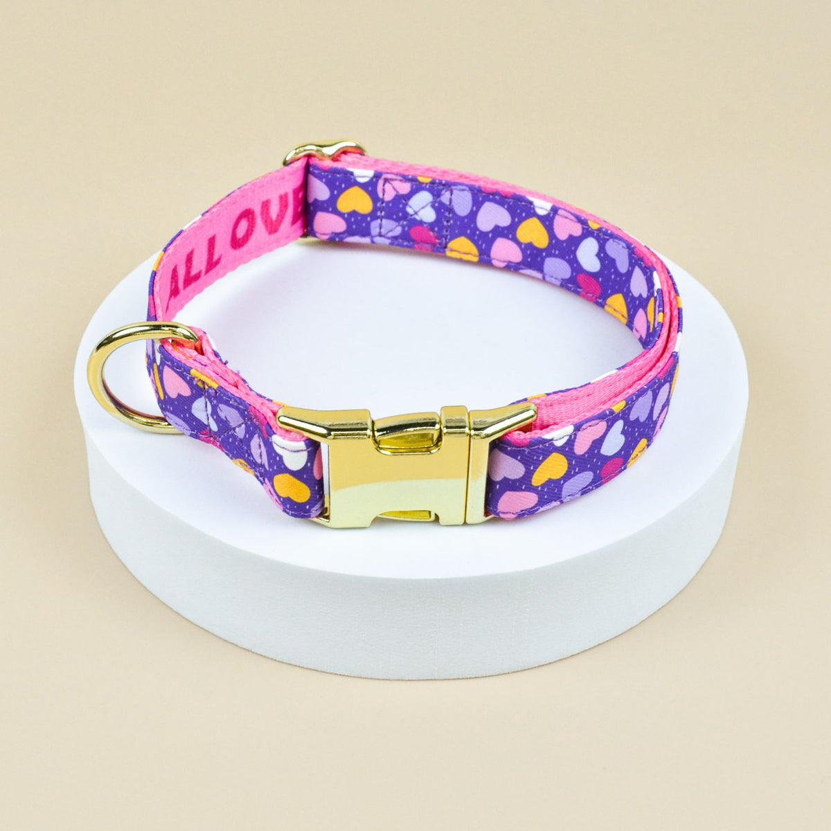 Patterned dog harness with ID tag in purple heart print, product image 79