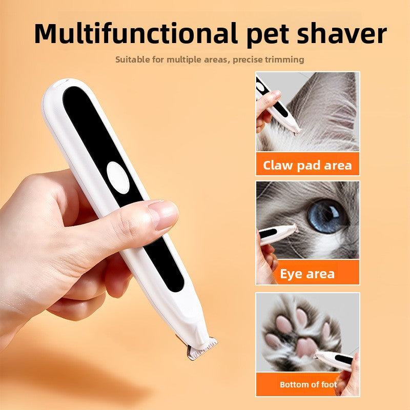 Mini Pet Paw Hair Trimmer with Rounded Blade, Quiet Rechargeable