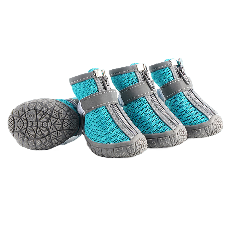 Breathable mesh puppy shoes with TPR soles in Khaki Waterproof, showing size and shape