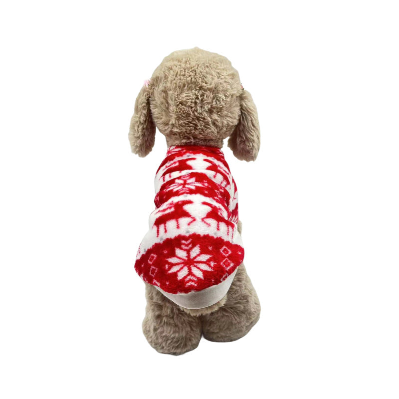 Christmas reindeer print fleece dog jumper, available in 2 colours, image 4