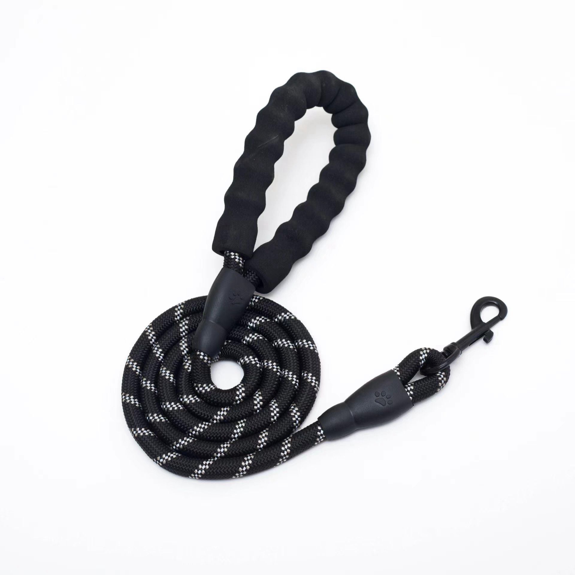 Reflective nylon dog lead with foam handle in 9 colour options