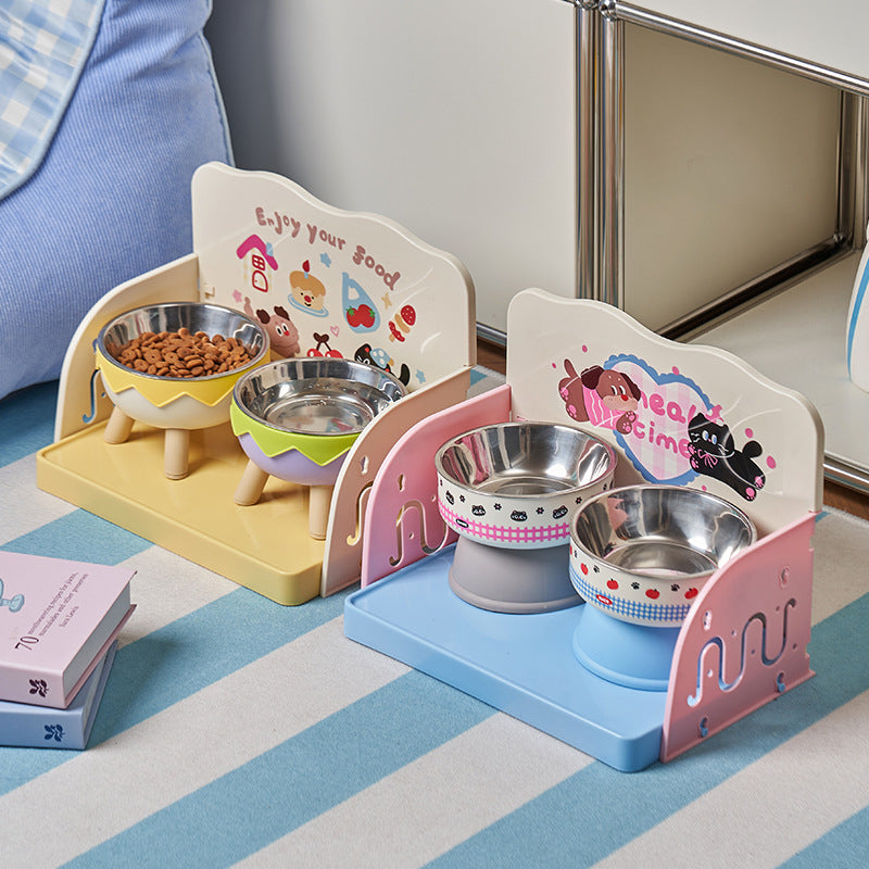 Raised pet bowl stand with anti-tip base, main product photo