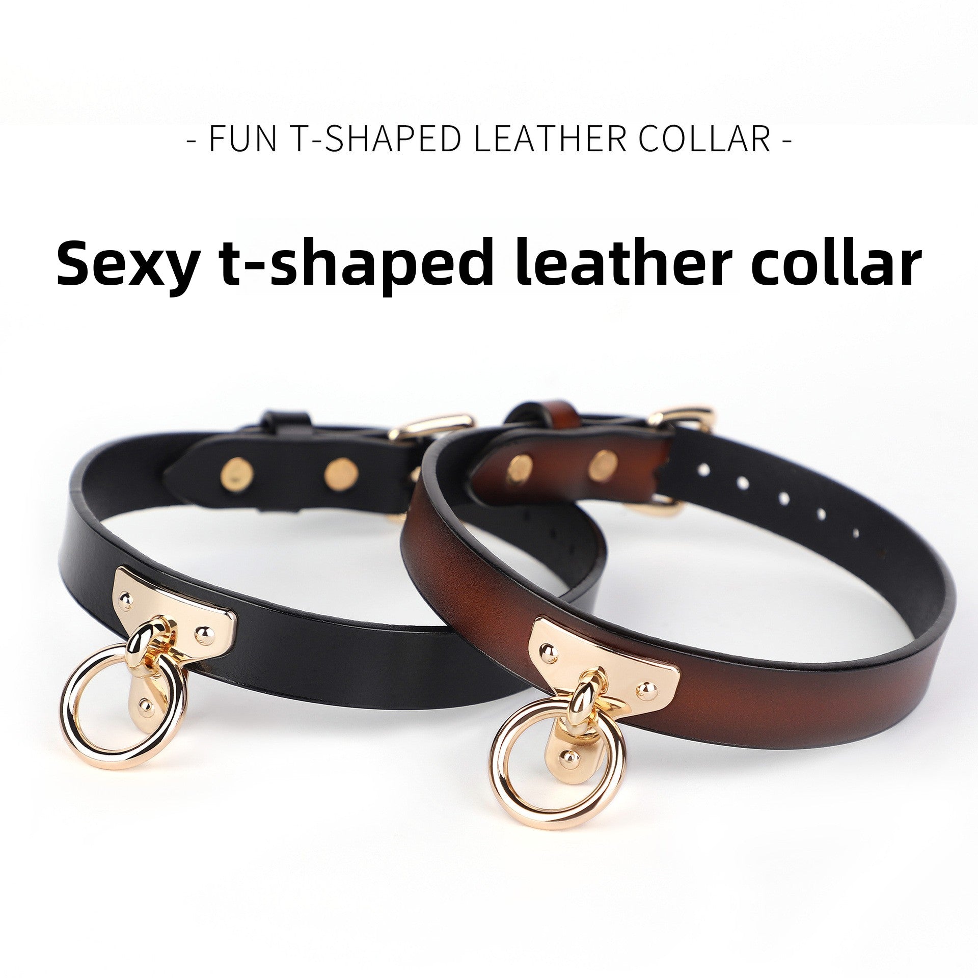 Heavy duty leather look dog collar in orange