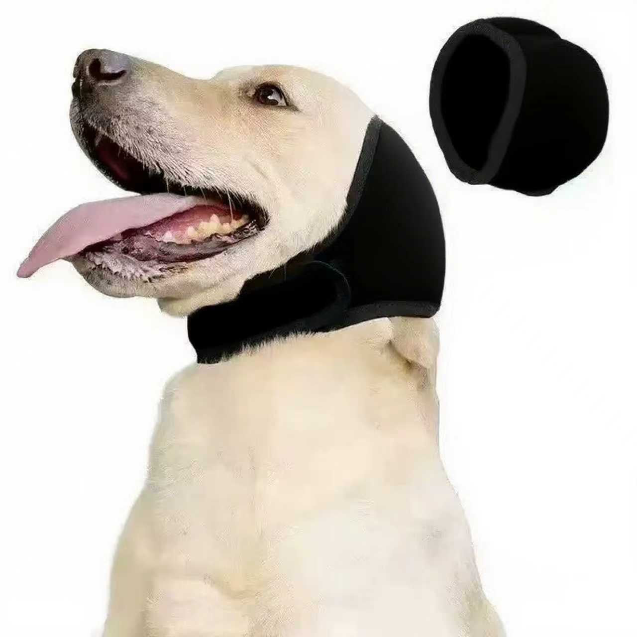 Calming Dog Hood, Neoprene Ear Wrap for Grooming and Noise Anxiety