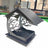 Geometric metal hanging bird feeder for gardens, photo from another angle