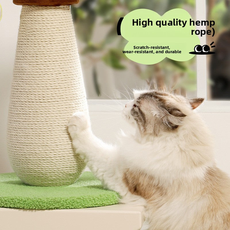 Bamboo-style cat scratching post and climbing frame, close-up detail view
