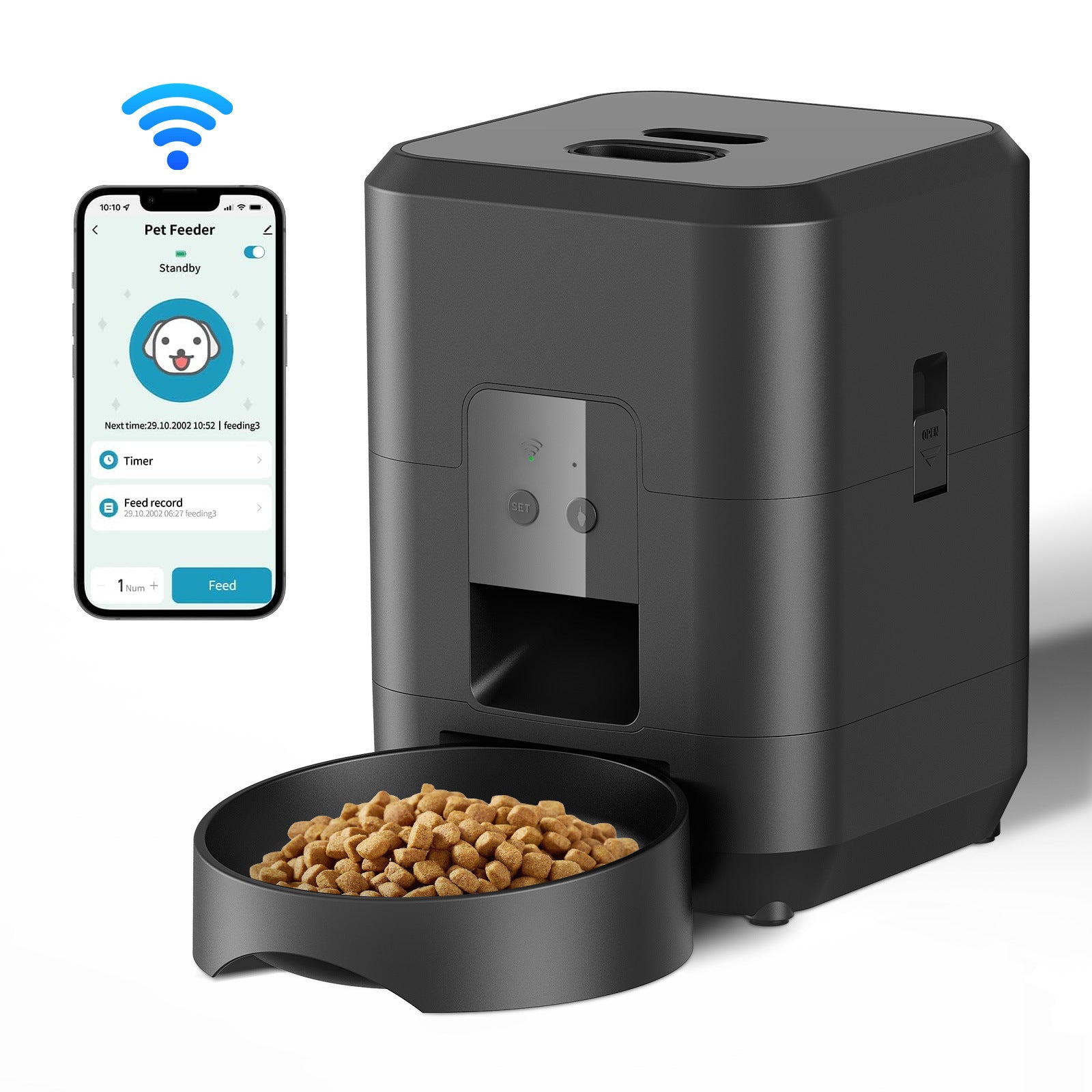 Smart WiFi Automatic Pet Feeder with Camera, 2L Capacity for Cats and Dogs