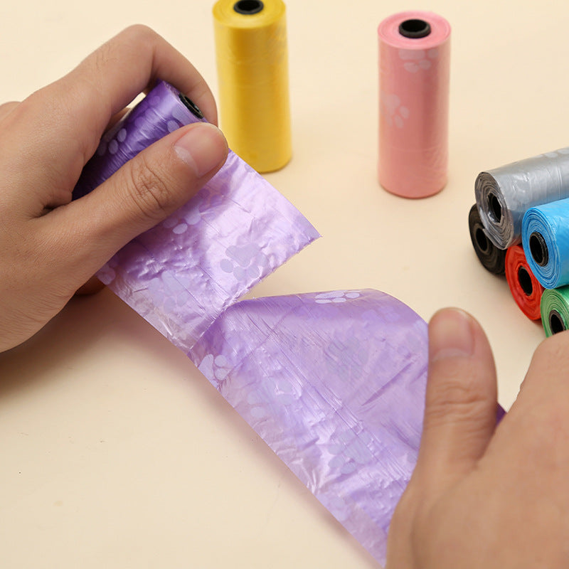 Pet Waste Bags on Rolls with Cat Paw Print, Leak-Proof