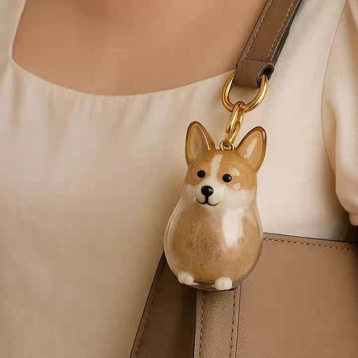 Transparent Animal Hair Memorial Keychain Pendant