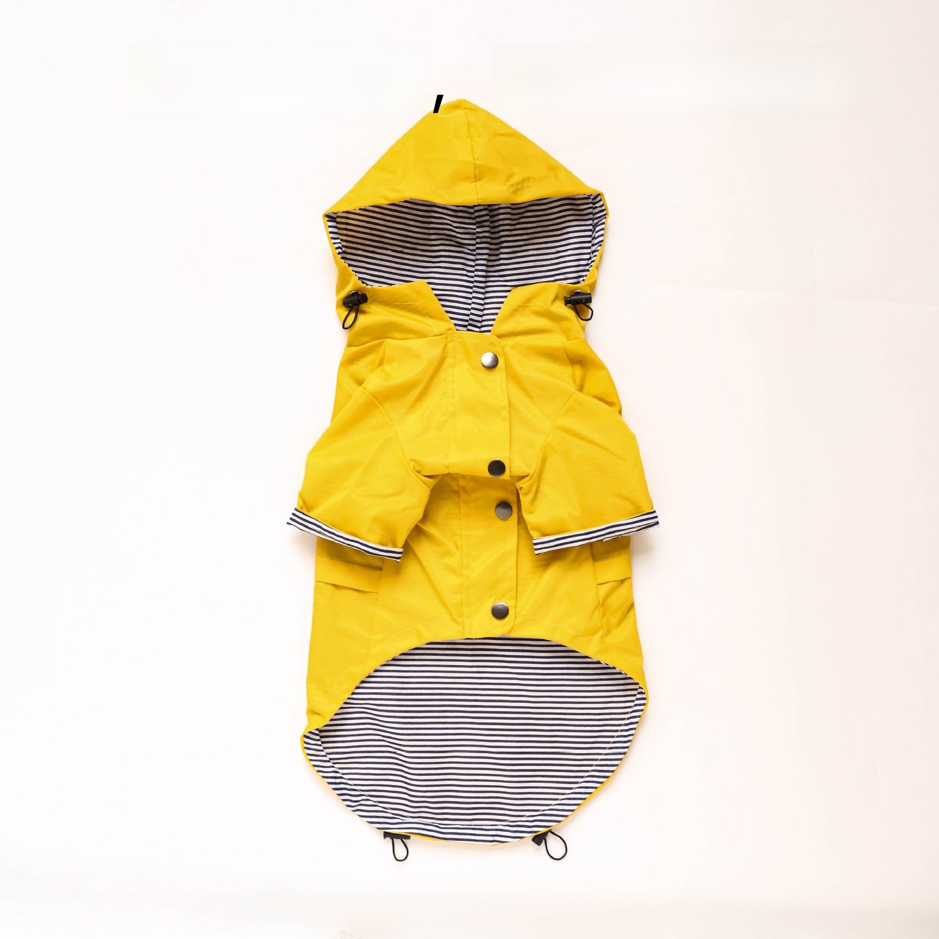 British retro thick dog raincoat with cotton lining in Dark Blue, top view