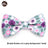 Floral fabric dog collar with gold buckle in Green Yellow Brown Stripe Bow, close-up detail
