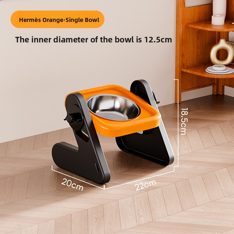 Adjustable Height Stainless Steel Pet Bowl, Single or Double Raised Feeder in Two Colours